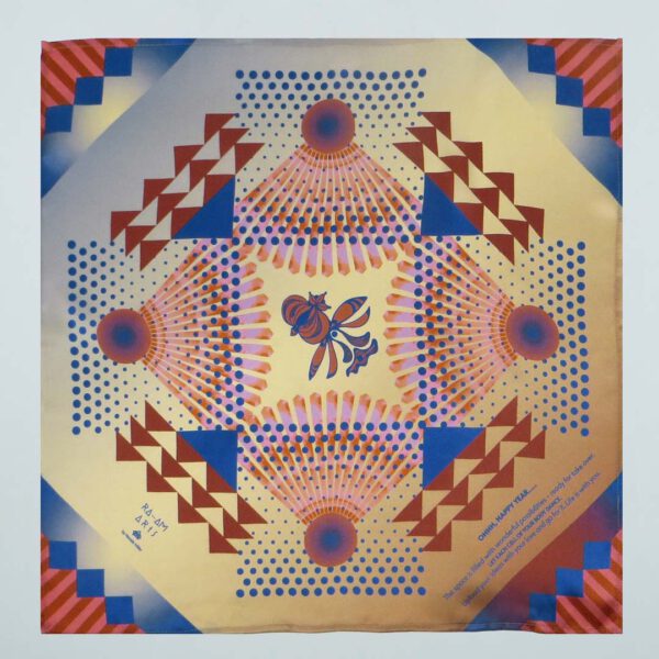 Seidencarré | Ohhh, Happy Year | col. sky blue | 52x52cm | mit Statement